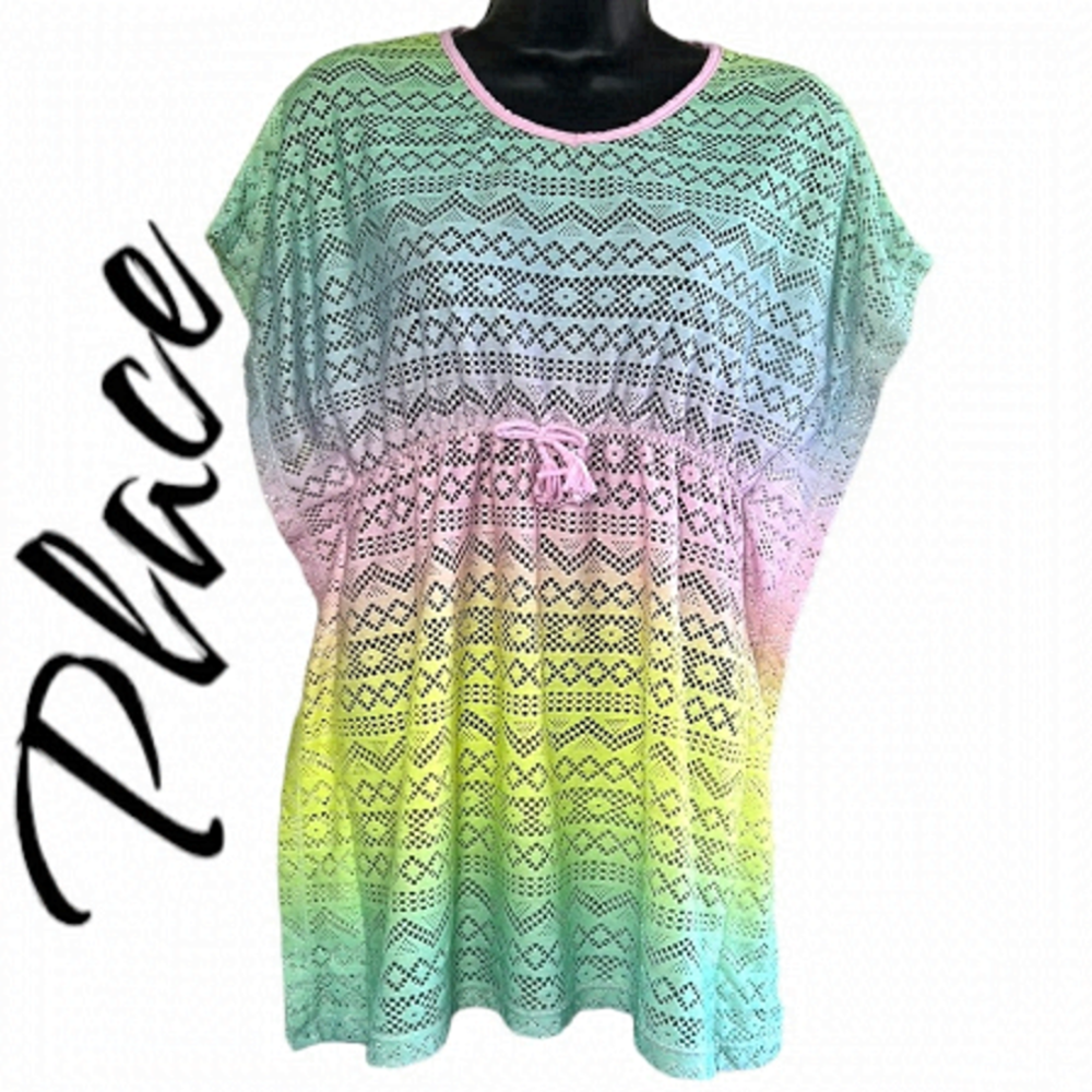 The Children Place Girls Pastel Rainbow Swim Cover Up Size L /10-12
